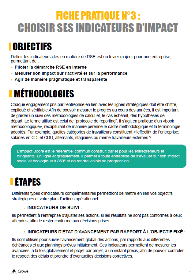 Choisir ses indicateurs d'impact